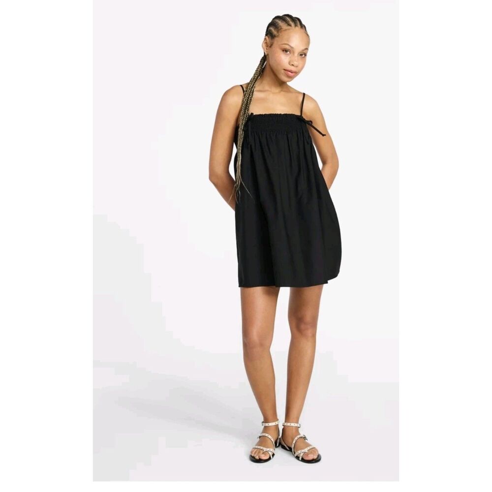 No Boundaries Cotton Poplin Smocked Mini Dress With Tie Straps, Women's size XXL